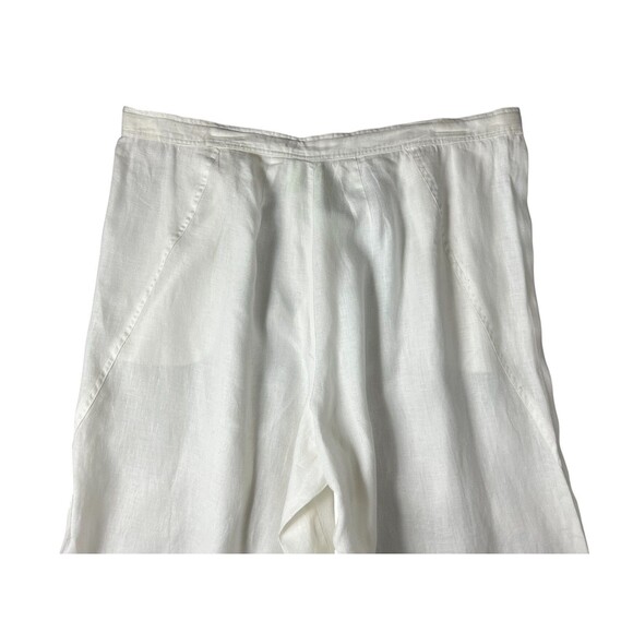Debra DeRoo Wht Pleated Super Wide Leg Linen Pant Size L Beachy Breezy Flowy - Picture 10 of 13